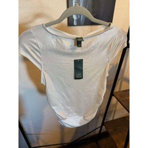 Womens Cap Sleeve Ruched Side Seam T-Shirt - Wild Fable™ White Shine XS